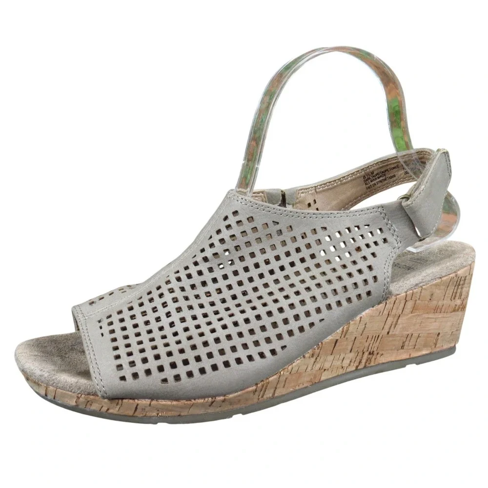 Earth Origins Nina Womens Wedge Sandals Size 8.5 Taupe‎ Synthetic Comfort